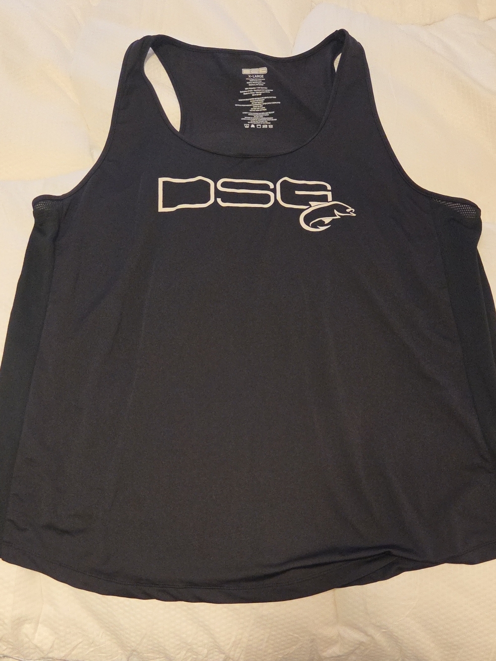 DSG Men’s Navy Blue Racerback Swim Tank with White Logo